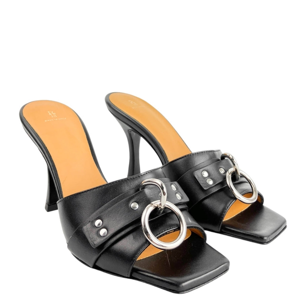 R13 Sid Heeled Harness Slide in Black